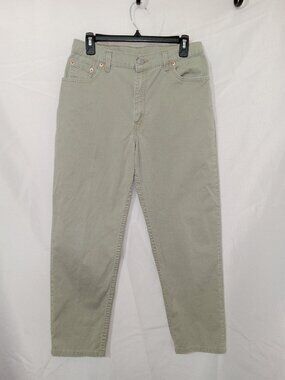 Vintage 90s Levi's 550 Jeans Made in USA Sage Green Relaxed Tapered Womens 12